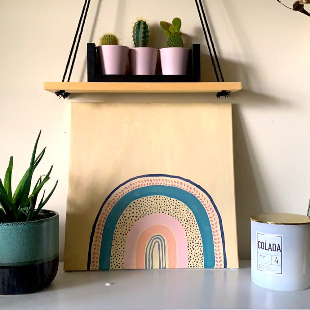 Bohemian Rainbow Wall Art—homemade canvas painting